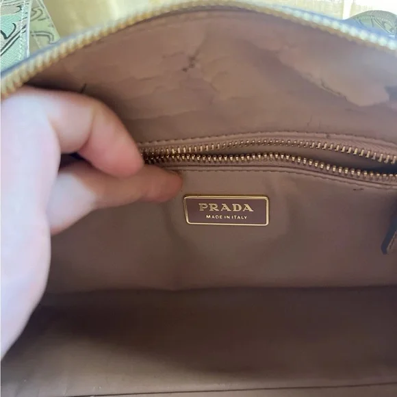 Prada Saffiano Leather Green Bauletto Bag - Picture 11 of 16